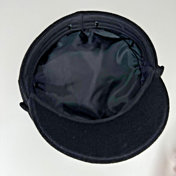 Chic Black Suede Newsboy Style Curved Peak Flat Cap Brim with Side Button Detail - Picture 6 of 12